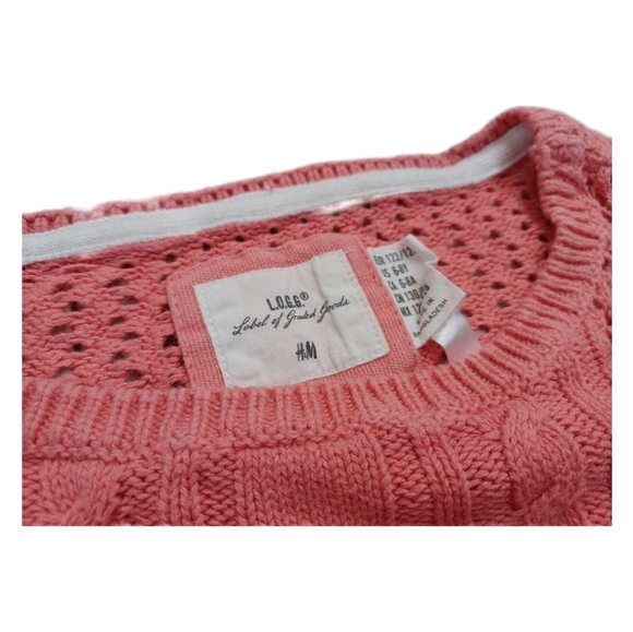 H&M corail pink knit sweater girl size 6-8 - Picture 2 of 3